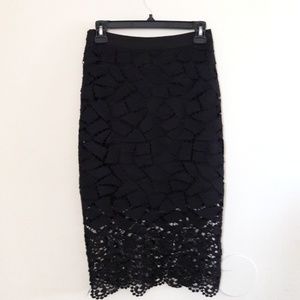 Esley Crochet Lace Pencil Midi Skirt